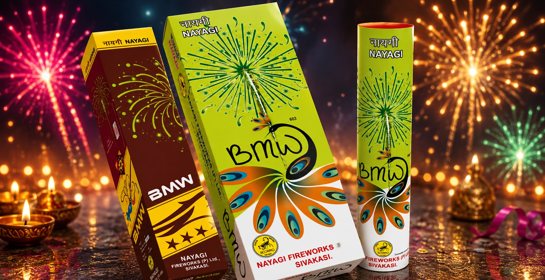 Infinite Car Series aerial novelty Sivakasi fireworks with colourful sparkling sky effects by Nayagi Fireworks